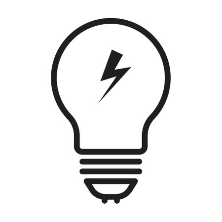 Light Bulb Vector Icon Outline, Lightening, Electric Lamp, Represents Idea And Innovation Sign, Thinking Concept, Innovative, Brainstorm Design Elements, Electric Bulb Light With Rays Glowing Vectorのイラスト素材