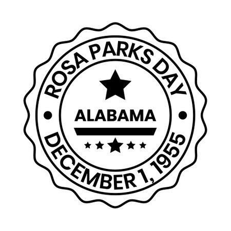 Rosa Parks Day Badge Design, American Observance To Honor Civil Rights Activist Rosa Parks, Celebrate Rosa parks Day Emblem, Rubber Stamp, On December 1, 1955 Vector Illustrationのイラスト素材