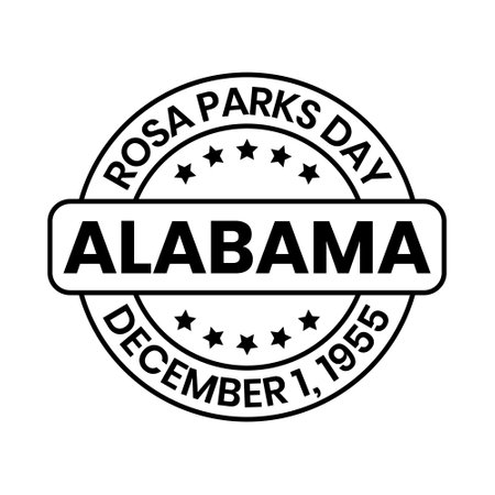 Rosa Parks Day Badge Design, American Observance To Honor Civil Rights Activist Rosa Parks, Celebrate Rosa parks Day Emblem, Rubber Stamp, On December 1, 1955 Vector Illustrationのイラスト素材