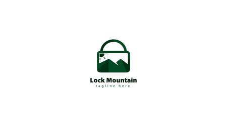 Padlock logo design combined with mountains. vectorのイラスト素材