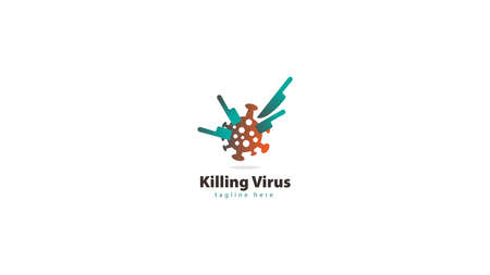 Virus logo design combined with a knife blade. vectorのイラスト素材