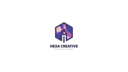 Hexagon logo design is combined with a pencil as a symbol of creativity. vectorのイラスト素材