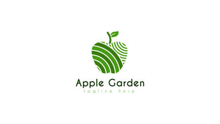 Apple orchard logo, shaped apple in the picture there is a gardenのイラスト素材