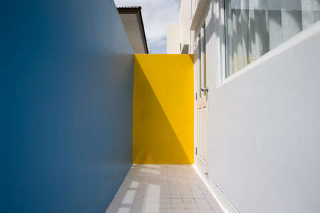 balcony of a building white tiles floorの写真素材