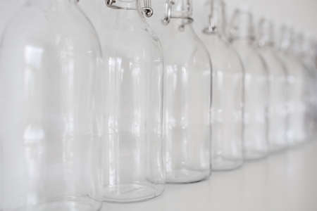 Close up Empty glass bottlesの写真素材