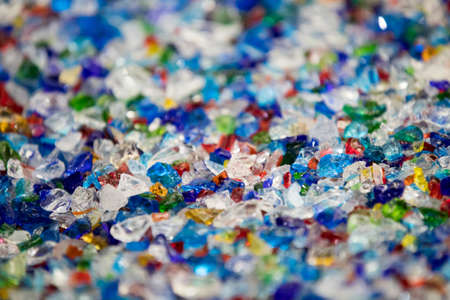 Colored pieces of  broken glassの写真素材