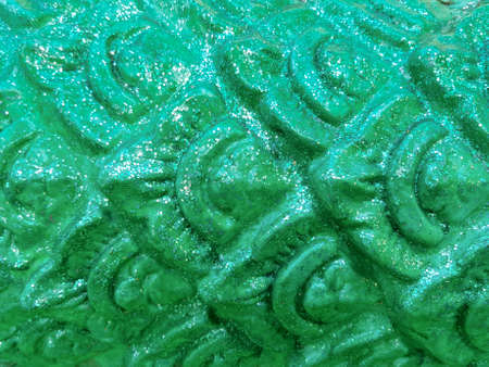 pole of temple, green art architecture Thailandの写真素材