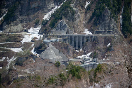 The view of Kurobe Dam. Toyama Prefecture, Alpine Route, Japan.の写真素材