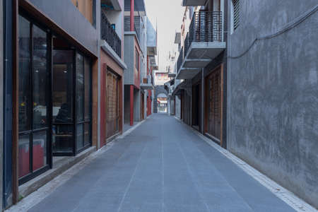 chinese traditional alley of apartment and restaurantの写真素材
