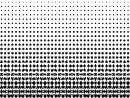 Halftone of abstract Hexagon shapes vector geometric texture isolated on white background.のイラスト素材