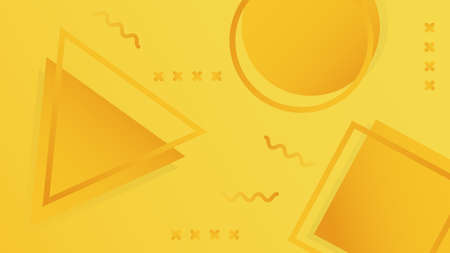 vector illustration of abstract hipster yellow theme background with memphis geometric patterns...