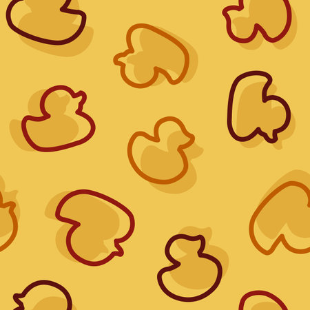 Seamless stylish pattern of duck on yellow background in flat style. ready to use for cloth, textile, wrap and other.のイラスト素材