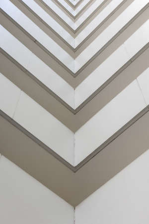 Low angle view of white mansion balcony or apartment buildings with simple design