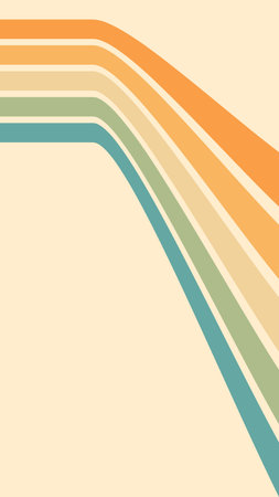 Abstract background of rainbow groovy Wavy Lines design in 1970s Hippie Retro style. Vector pattern...