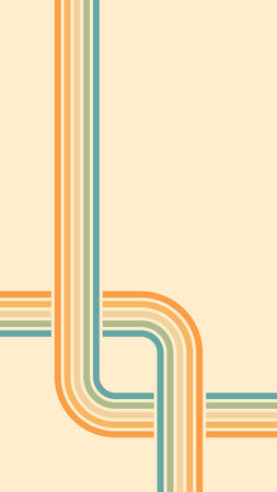 Abstract background of rainbow groovy Wavy Lines design in 1970s Hippie Retro style. Vector pattern...