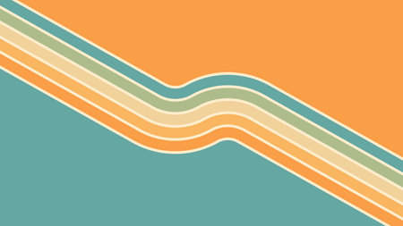 Abstract background of rainbow groovy Wavy Lines design in 1970s Hippie Retro style. Vector pattern ready to use for cloth, textile, wrap and other.のイラスト素材