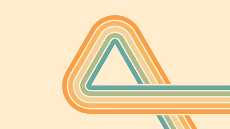 Abstract background of rainbow groovy Wavy Lines design in 1970s Hippie Retro style. Vector pattern...