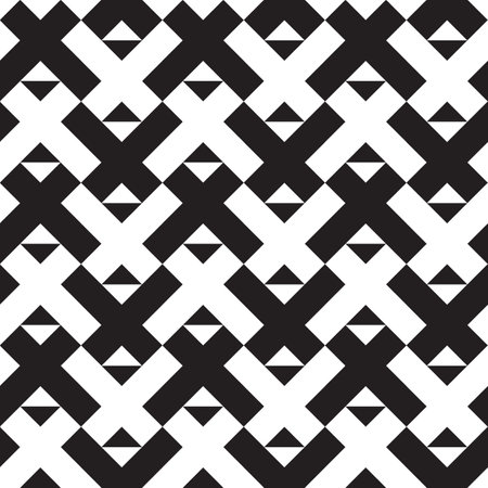Abstract background geometric cross lines of X letter logo repeating. Vector seamless pattern with monochrome colors. ready to use for textile, cloth, wrap and other.のイラスト素材