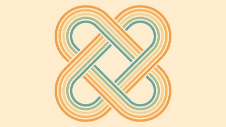 Abstract background of rainbow groovy Wavy Lines design in 1970s Hippie Retro style. Vector pattern ready to use for cloth, textile, wrap and other.のイラスト素材