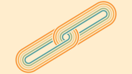 Abstract background of rainbow groovy Wavy Lines design in 1970s Hippie Retro style. Vector pattern ready to use for cloth, textile, wrap and other.のイラスト素材