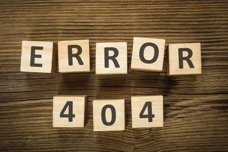 Inscription "error 404" made from wooden blocksの写真素材