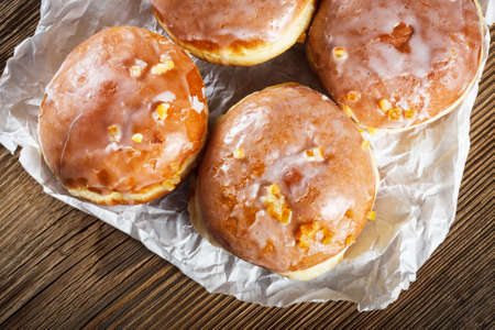 Doughnuts filled with rose marmaladeの写真素材