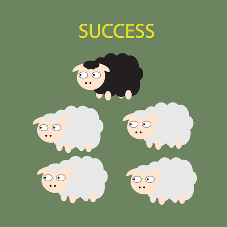 Back and White sheep business concept successのイラスト素材