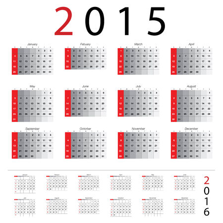 2015 Simple european , 2016 year vector calendarsのイラスト素材