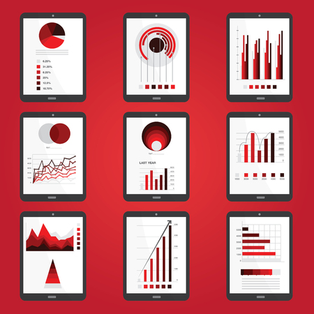 business graph in tablet vectorのイラスト素材