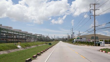 Oil refinery at twilight (Map Ta Phut Industrial Estate Rayong Thailand)の写真素材