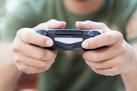 THAILAND -OCTOBER 2: the new sony dualshock 4 controller for PlayStation 4 taken in BANGKOK THAILAND...