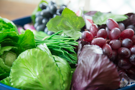Composition with assorted raw organic vegetables soft focusの写真素材