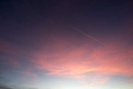 Pink sky at sunsetの写真素材