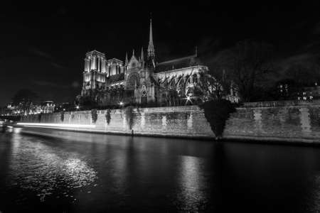 Notre Dame de Paris by nightのeditorial素材