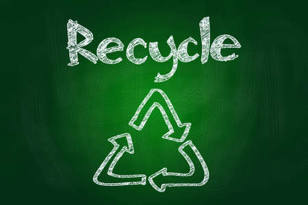 Recycle Concept, drawn with Chalk on Blackboardの写真素材