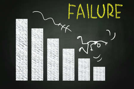 Failure Concept, drawn with Chalk on Blackboardの写真素材