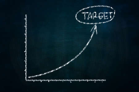 Target Graphic Chart Concept, drawn with Chalk on Blackboardの写真素材