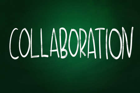 Collaboration writing, written with Chalk on Blackboard