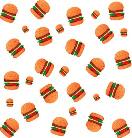 Vector illustration of burgers rain isolated on whiteのイラスト素材