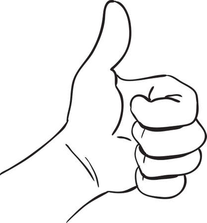 Vector illustration of a hand with thumb up, simple doodle sketchのイラスト素材