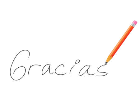 illustration of pencil writing gracias isolated on whiteのイラスト素材