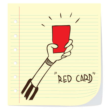 Vector illustration of red card given by soccer referee in doodle styleのイラスト素材