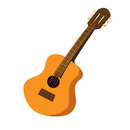 Vector illustration of an acoustic guitar in cartoon styleのイラスト素材