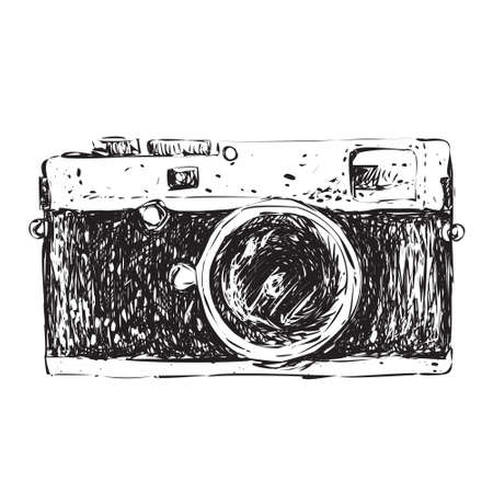Vector illustration of retro camera in doodle styleのイラスト素材