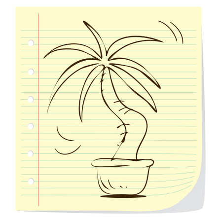 illustration of potted plant in doodle styleのイラスト素材