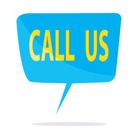 illustration of blue speech balloon with Call Us writing isolated on whiteのイラスト素材
