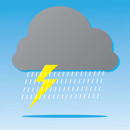 Vector illustration of Rain Storm Cloud in cartoon style on blue backgroundのイラスト素材