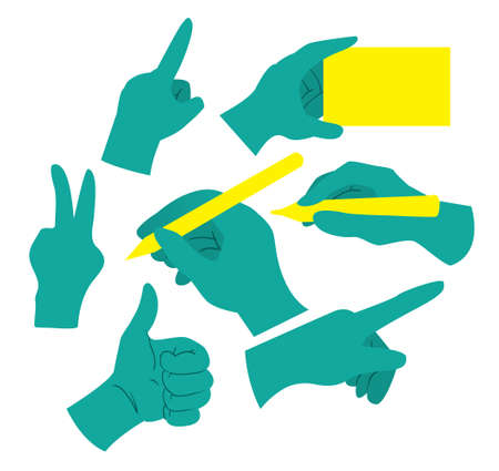 Vector illustration of Human Palms in different positions, cartoon style, isolated on white backgroundのイラスト素材