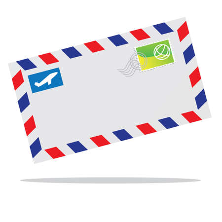 Vector illustration of an envelope in cartoon style isolated on white backgroundのイラスト素材