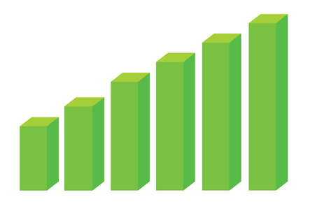Vector illustration of green Block Chart Diagram isolated on whiteのイラスト素材